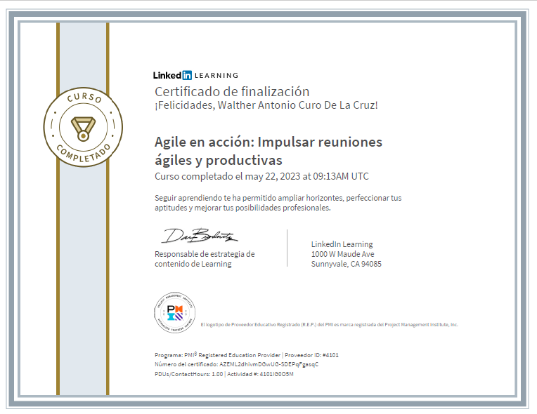 Certificado Agile en acción Impulsar reuniones agiles y productivas