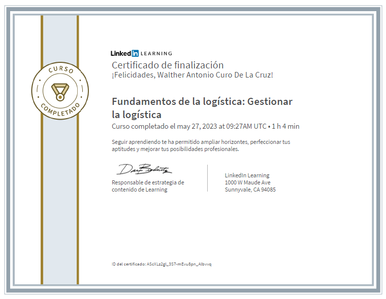 Certificado Fundamentos de la logística - Gestionar la Logistica