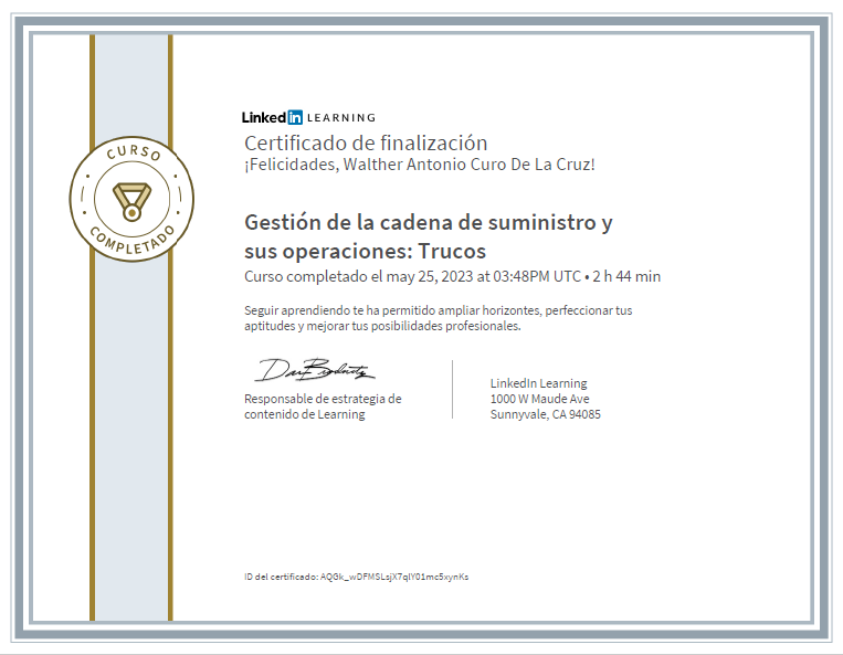 Certificado Gestión de la cadena de suministro y sus operaciones - Trucos